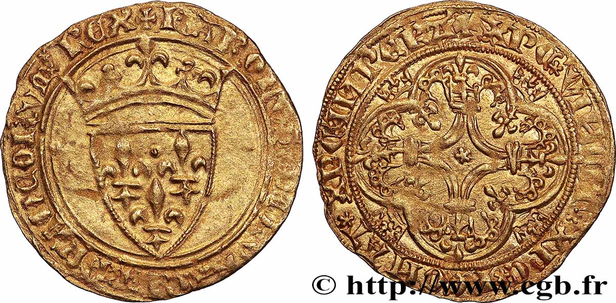 CHARLES VI &nbsp;THE MAD&nbsp; OR &nbsp;THE WELL-BELOVED&nbsp; Écu d&nbsp;or à la couronne s.m. Angers BB/q.SPL