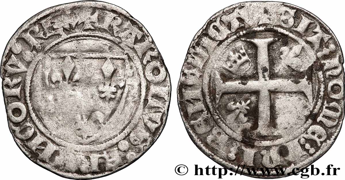 CHARLES VI LE FOU OU LE BIEN AIMÉ Blanc dit &nbsp;guénar&nbsp; n.d. Tournai TB+
