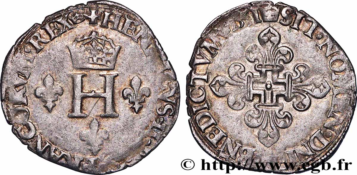HENRI II Sol parisis ou trois blancs ou “demi-gros de Nesle” 1551 Paris TTB/TTB+