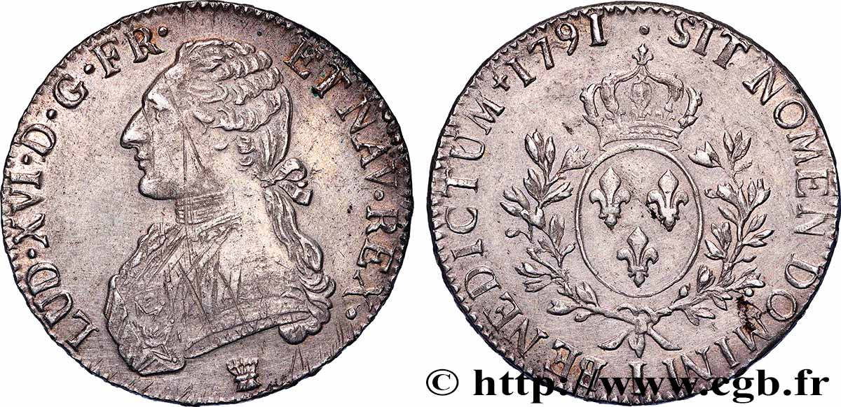 LOUIS XVI Écu aux branches d&nbsp;olivier 1791 Limoges TTB