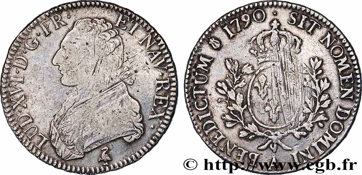 LOUIS XVI Écu aux branches d&nbsp;olivier 1790 Paris TB+