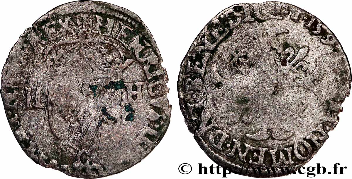 HENRY IV Douzain aux deux H, 2e type 1593 Saint-Lô VF