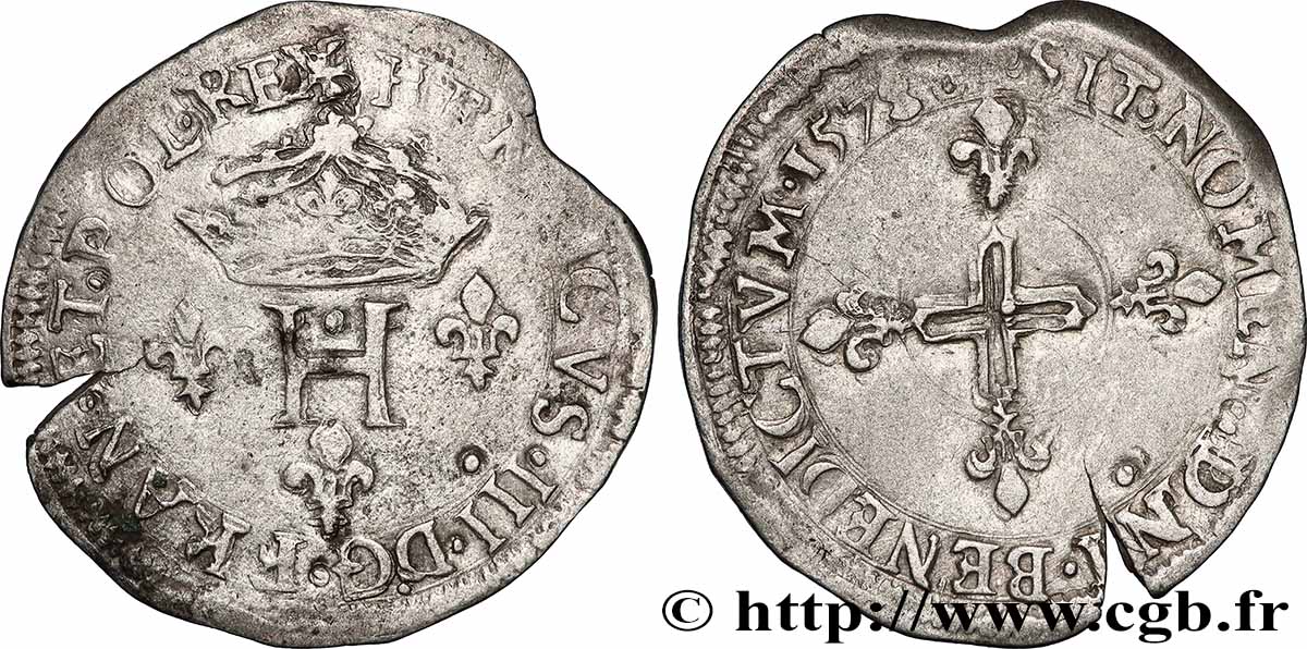 HENRY III Double sol parisis, 2e type 1578 Limoges MBC