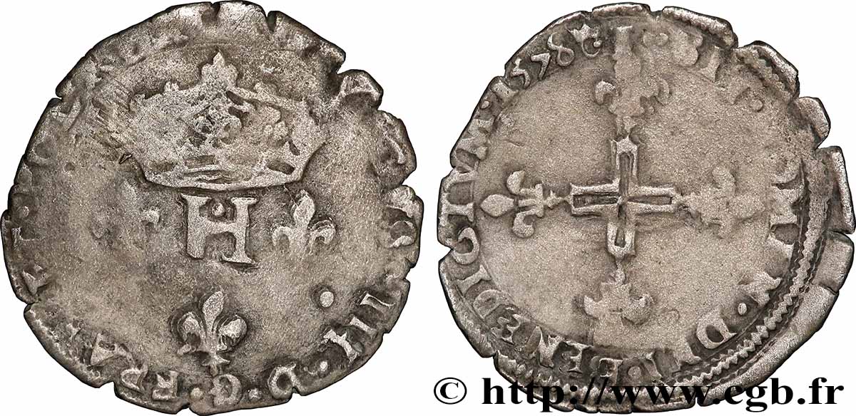 HENRY III Sol parisis 1578 Limoges fSS