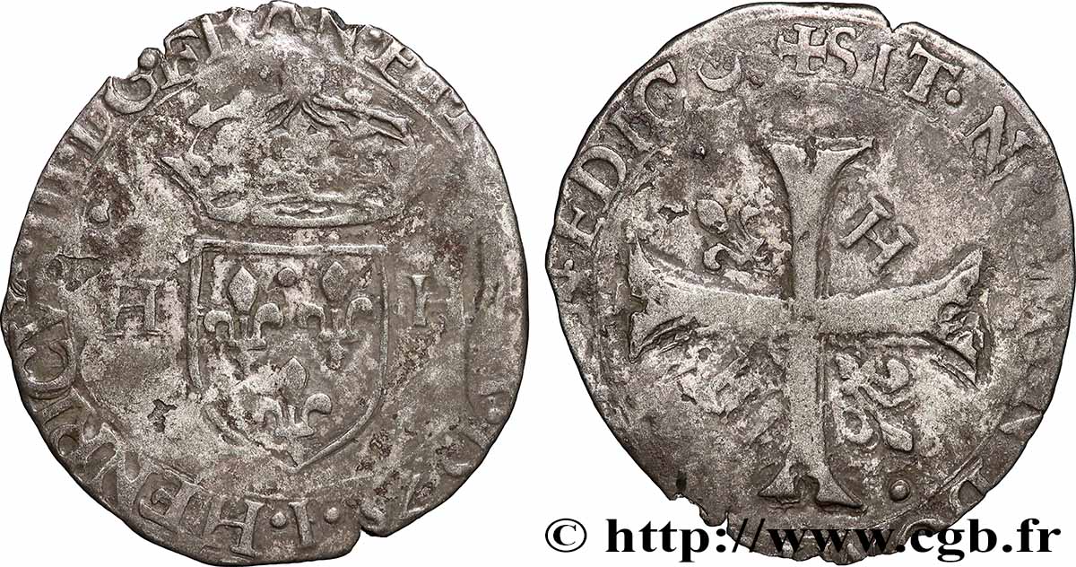 HENRY III Douzain aux deux H, 2e type 1575 Limoges S/fS