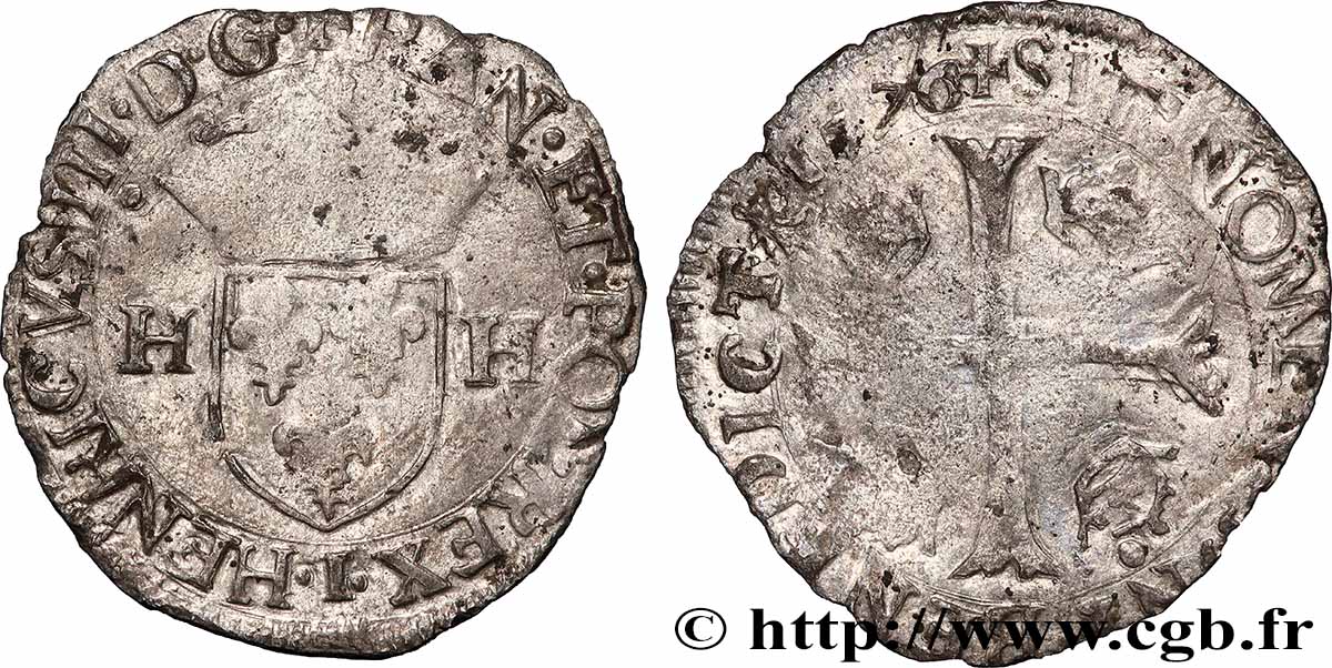 HENRY III Douzain aux deux H, 1er type 1576 Limoges SS/fSS