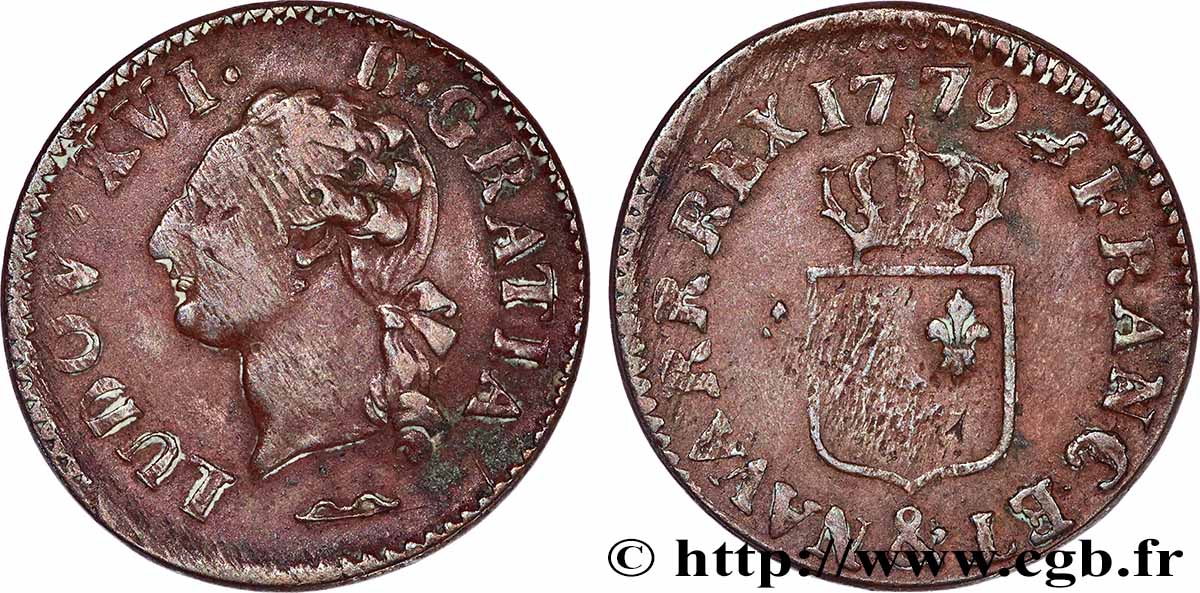 LOUIS XVI Liard dit &nbsp;à l&nbsp;écu&nbsp; 1779 Aix-en-Provence TB/B+