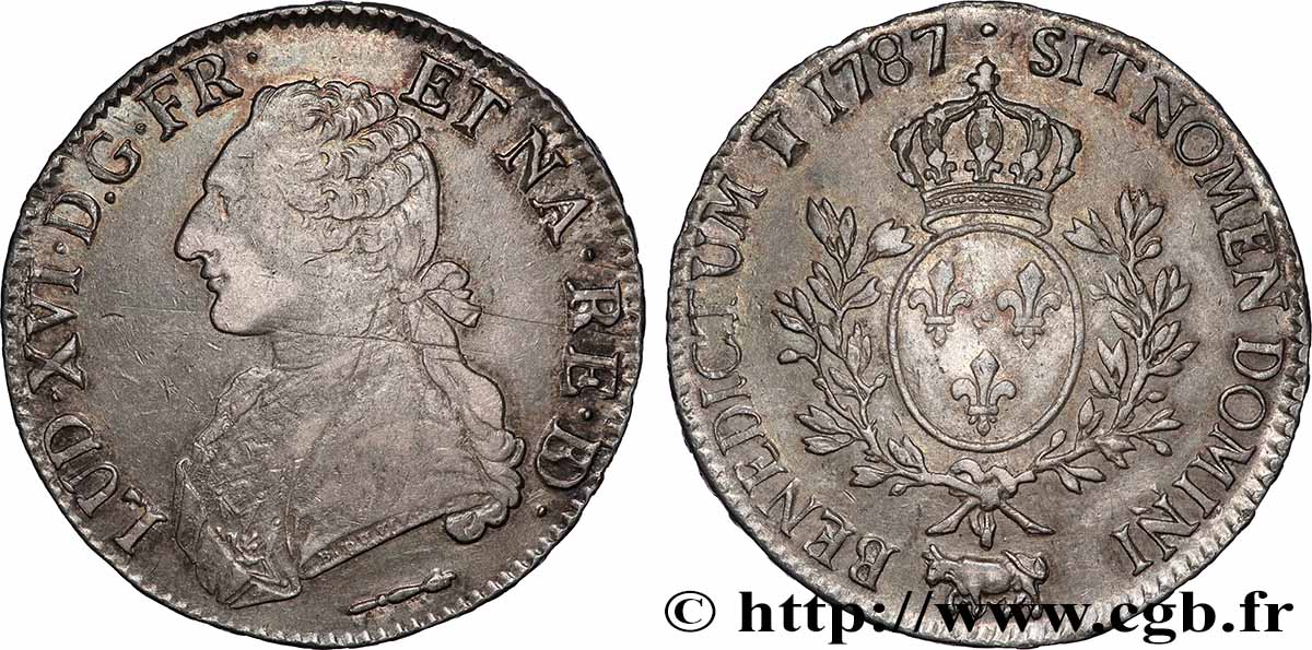 LOUIS XVI Écu aux branches d&nbsp;olivier 1787 Pau SS/fVZ