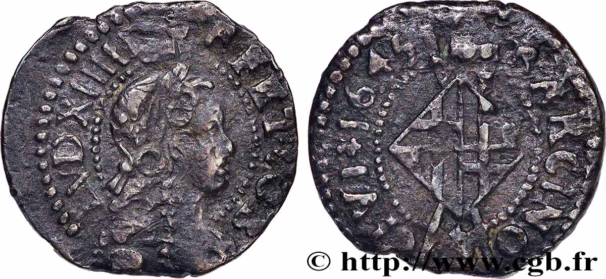 SPANIA - BARCELONA - LOUIS XIV &nbsp;THE SUN KING&nbsp; Sizain 1645 Barcelone q.BB