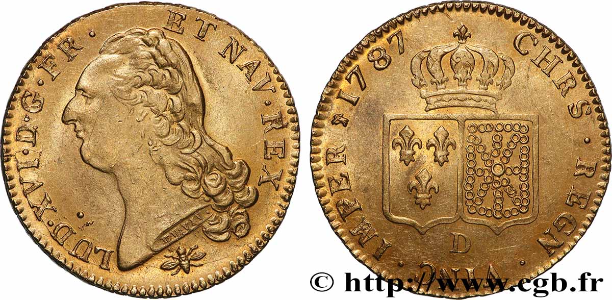 LOUIS XVI Double louis d’or aux écus accolés 1787 Lyon MS