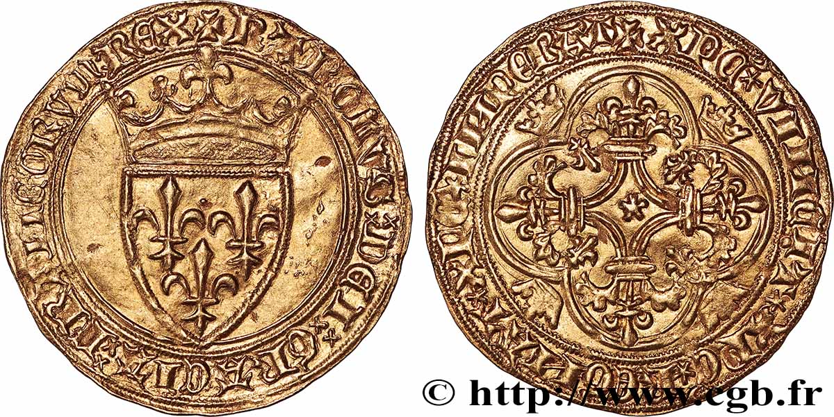 CHARLES VI &nbsp;THE MAD&nbsp; OR &nbsp;THE WELL-BELOVED&nbsp; Écu d&nbsp;or à la couronne s.m.  VZ
