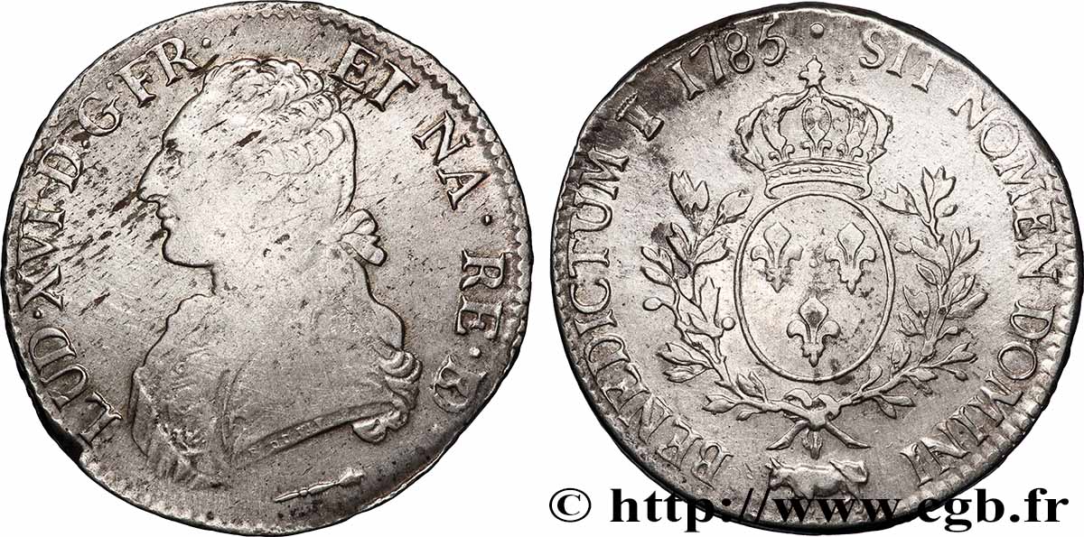LOUIS XVI Écu aux branches d&nbsp;olivier 1785 Pau VF/AU