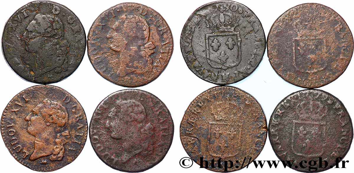 LOUIS XVI Sol dit &nbsp;à l&nbsp;écu&nbsp;, lot de 4 ex. n.d. Ateliers divers lot