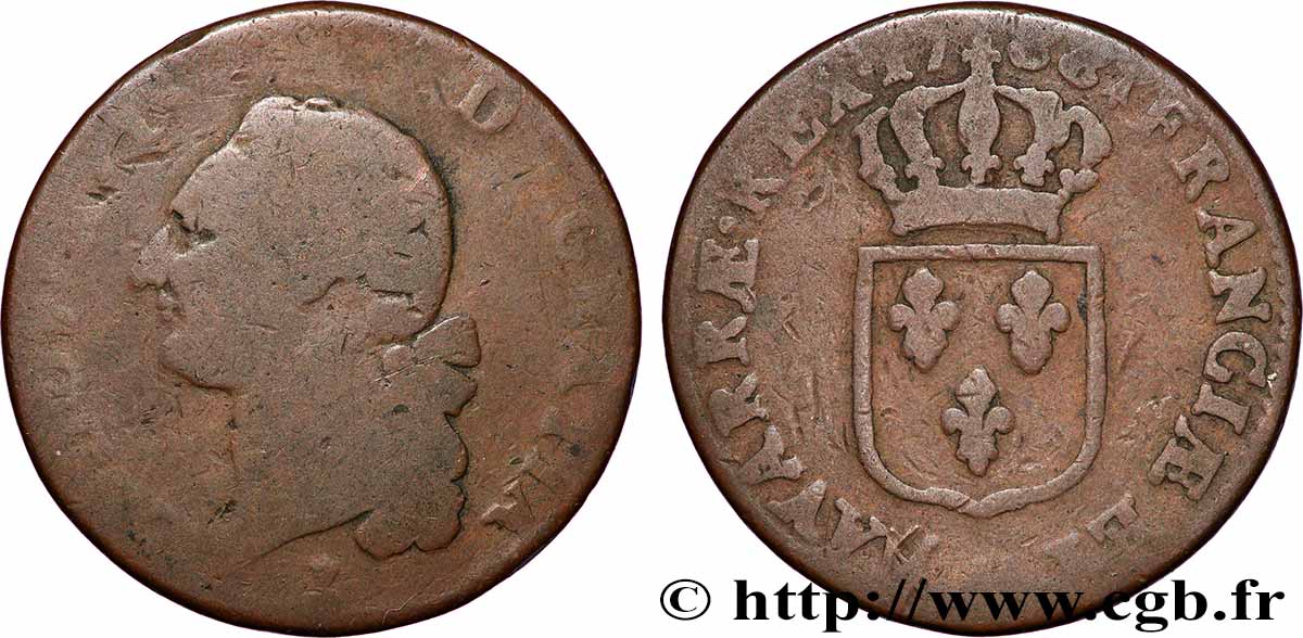 LOUIS XVI Sol dit &nbsp;à l&nbsp;écu&nbsp; 1788 Metz B