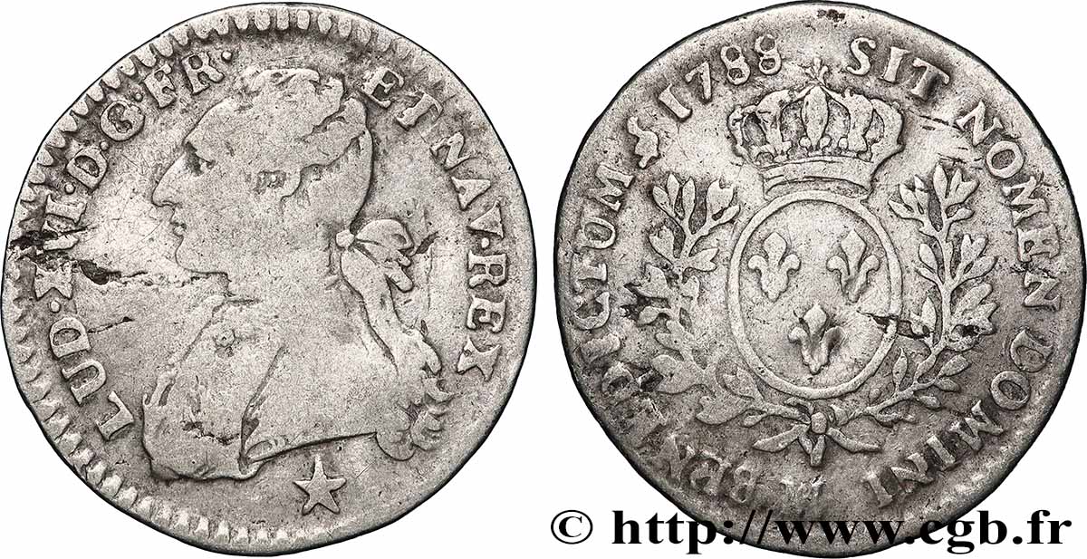 LOUIS XVI Dixième d&nbsp;écu aux branches d&nbsp;olivier 1788 Marseille MB/q.BB