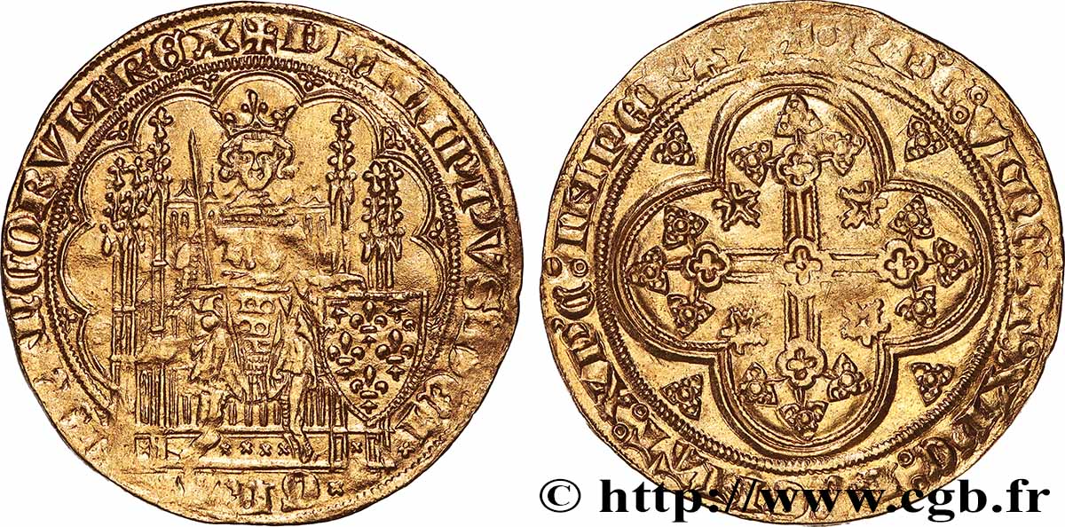 FELIPE VI OF VALOIS Écu d&nbsp;or à la chaise s.m.  MBC+