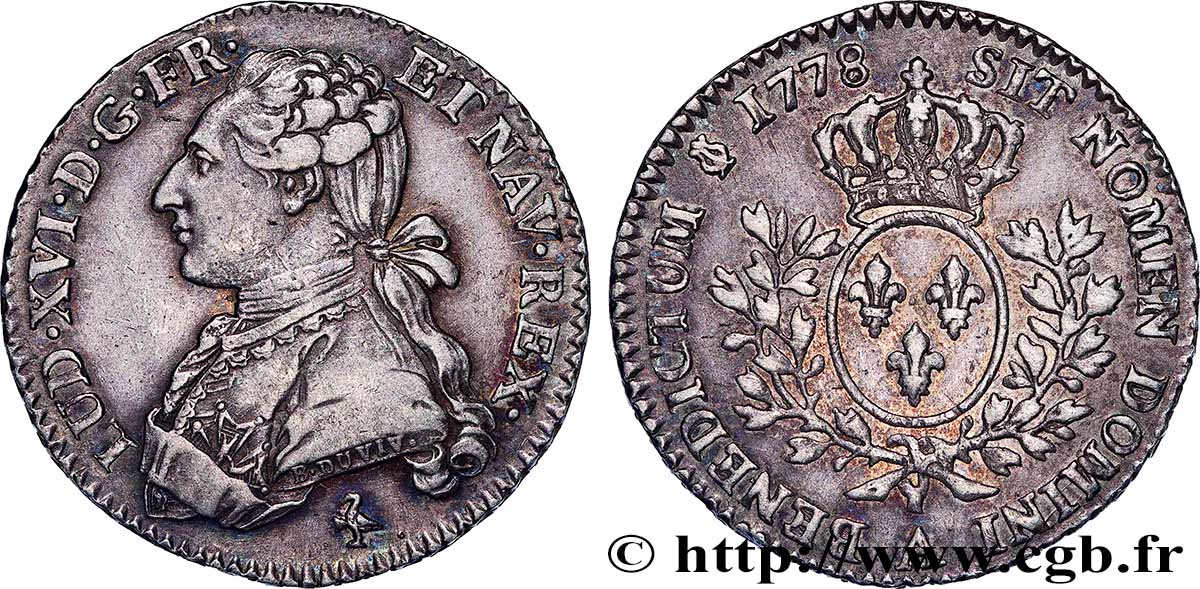 LOUIS XVI Cinquième d&nbsp;écu aux branches d&nbsp;olivier 1778 Paris fVZ/VZ