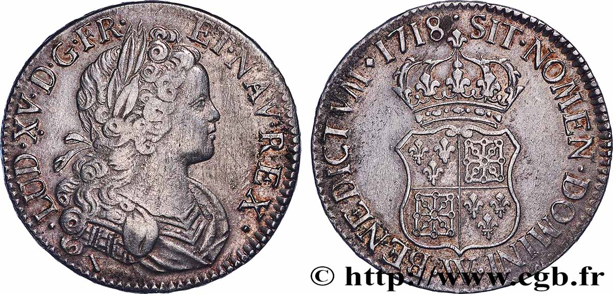 LOUIS XV &nbsp;THE WELL-BELOVED&nbsp; Écu dit &nbsp;de France-Navarre&nbsp; 1718 Lille SS/fVZ