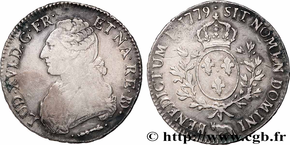 LOUIS XVI Écu aux branches d&nbsp;olivier 1779 Pau TB+/TTB