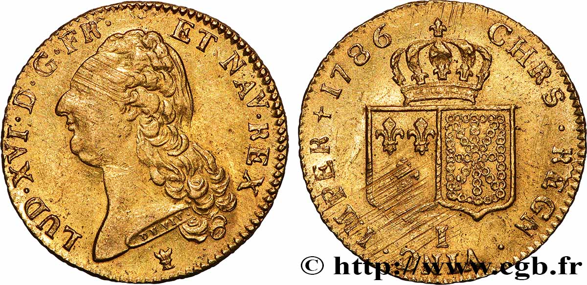 LOUIS XVI Double louis d’or aux écus accolés 1786 Limoges TTB/TTB+