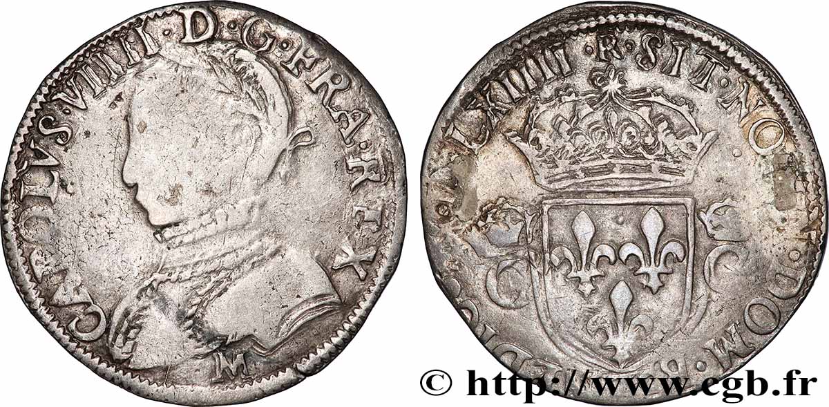 CHARLES IX Demi-teston, 2e type 1564 (MDLXIIII) Toulouse VF