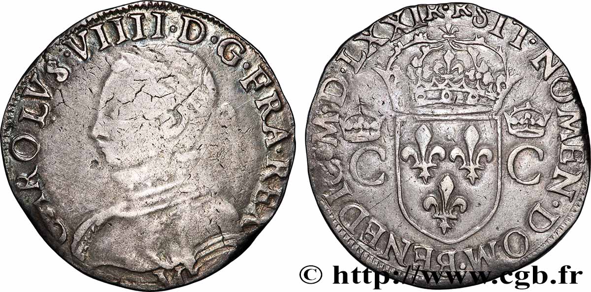 CHARLES IX Teston, 2e type 1571 Toulouse VF