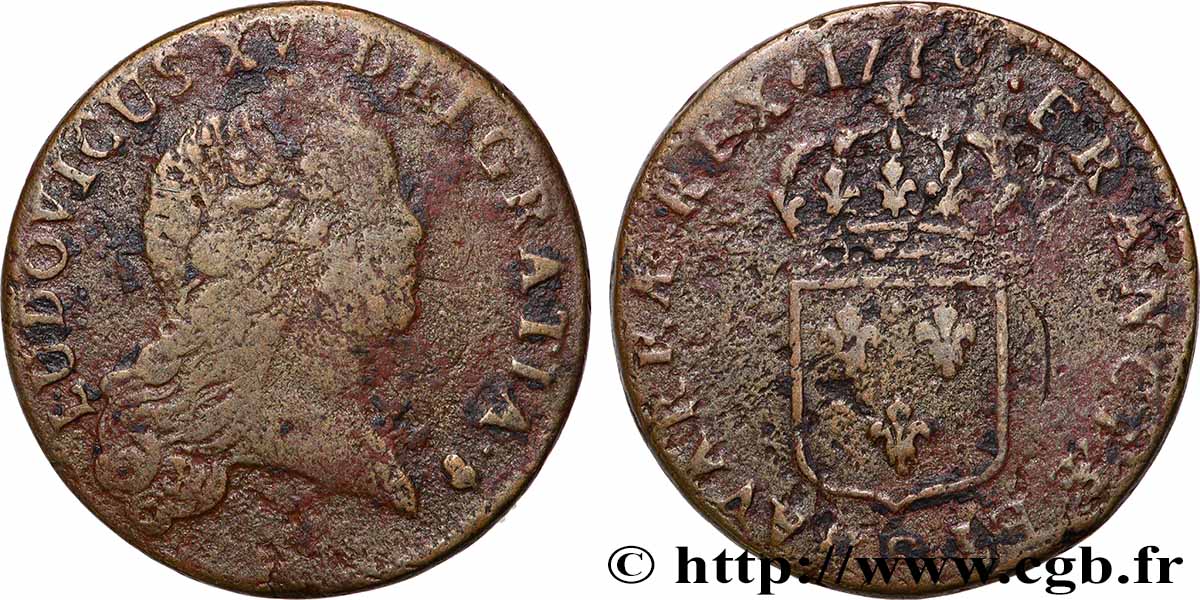 LOUIS XV &nbsp;THE WELL-BELOVED&nbsp; Sol au buste enfantin 1719 Reims VF