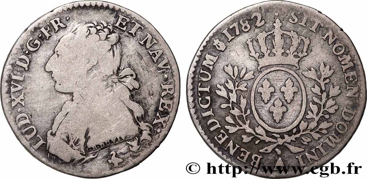 LOUIS XVI Cinquième d&nbsp;écu aux branches d&nbsp;olivier 1782 Paris TB+