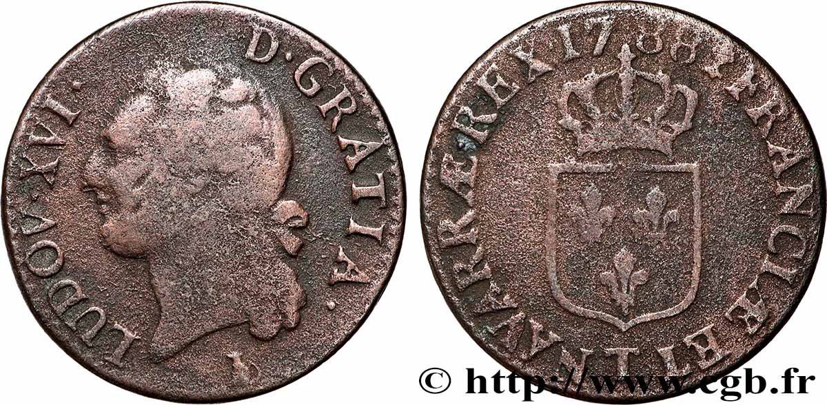 LOUIS XVI Demi-sol dit &nbsp;à l&nbsp;écu&nbsp; 1788 Nantes VF