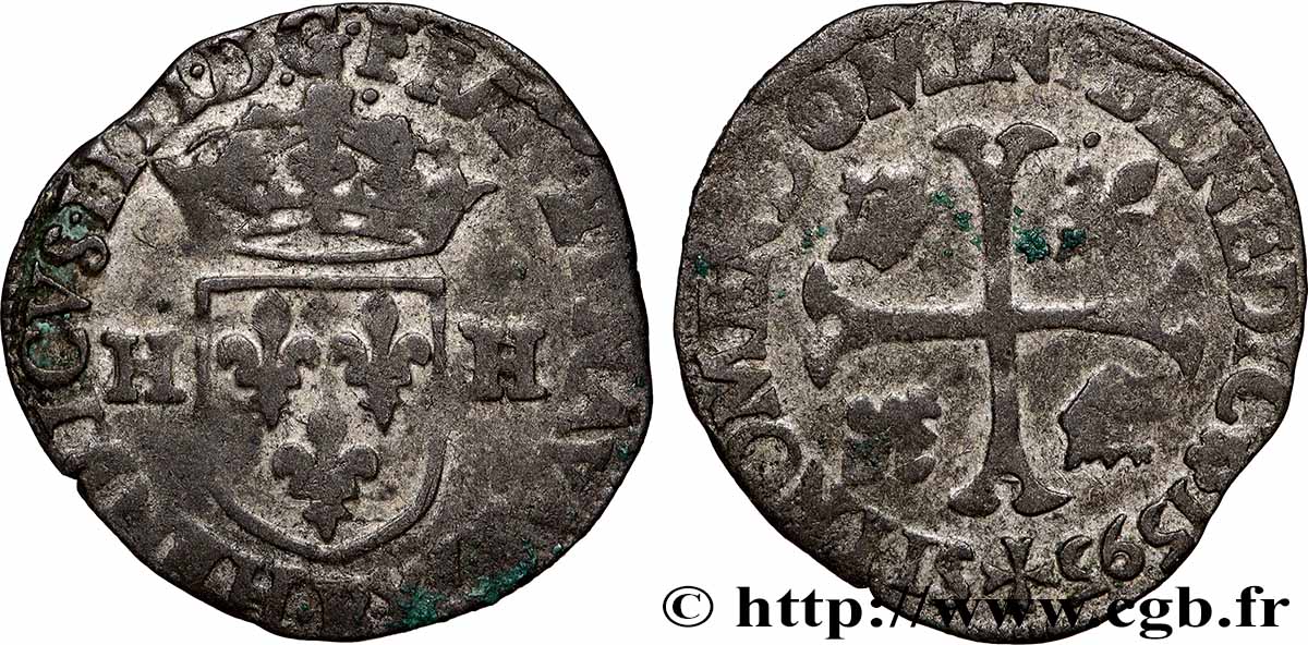 HENRI IV LE GRAND Douzain aux deux H, 2e type 1595 Rouen TB
