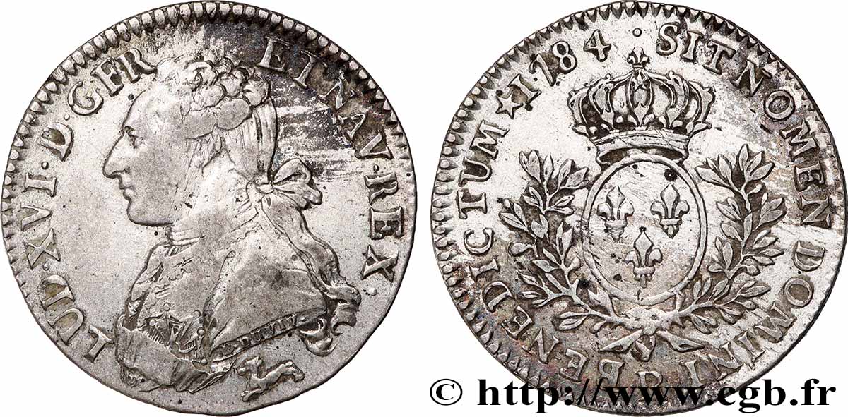 LOUIS XVI Cinquième d&nbsp;écu aux branches d&nbsp;olivier 1784 Orléans XF