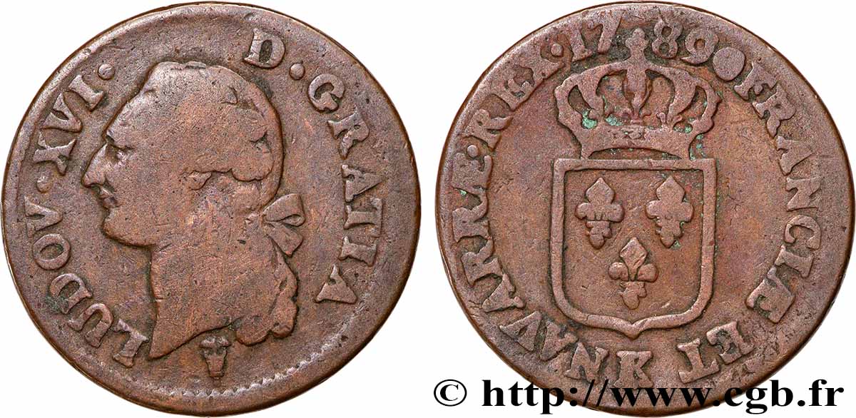 LOUIS XVI Sol dit &nbsp;à l&nbsp;écu&nbsp; 1789 Bordeaux S