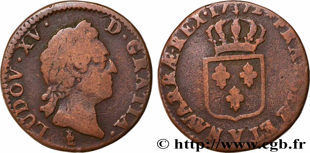 LOUIS XV &nbsp;THE WELL-BELOVED&nbsp; Sol dit &nbsp;à la vieille tête&nbsp; 1772 Troyes VF