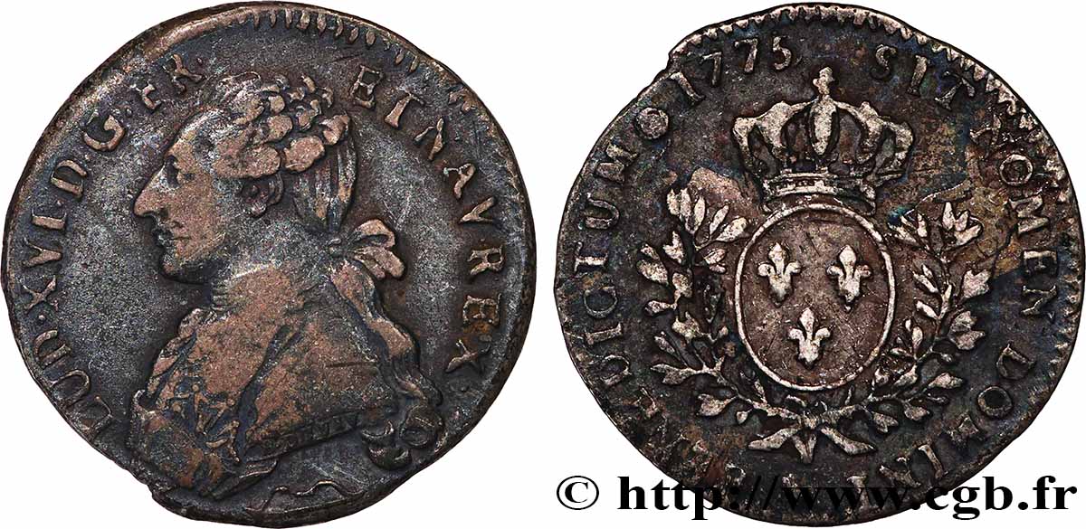 LOUIS XVI Cinquième d&nbsp;écu aux branches d&nbsp;olivier 1775 Aix-en-Provence fSS