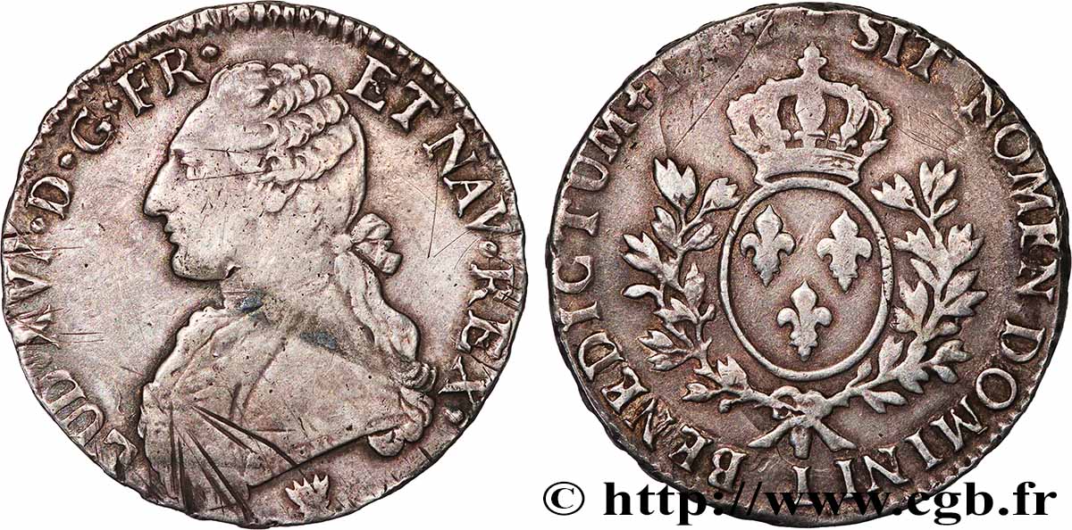 LOUIS XVI Écu aux branches d&nbsp;olivier 1784 Limoges VF