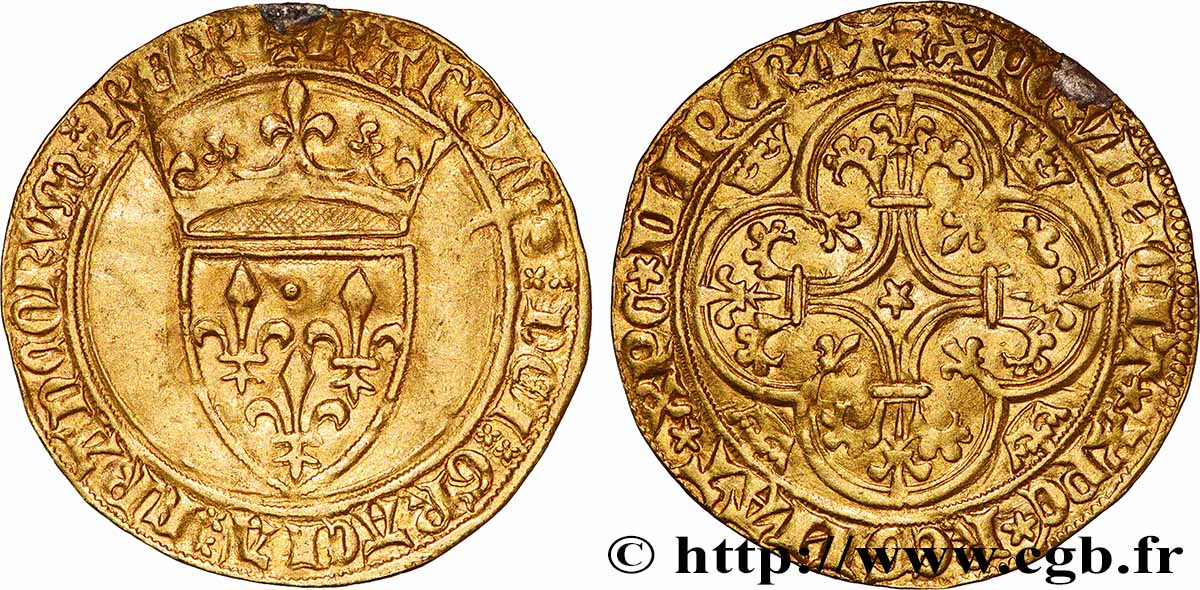 CHARLES VI &nbsp;THE MAD&nbsp; OR &nbsp;THE WELL-BELOVED&nbsp; Écu d&nbsp;or à la couronne s.m.  q.BB