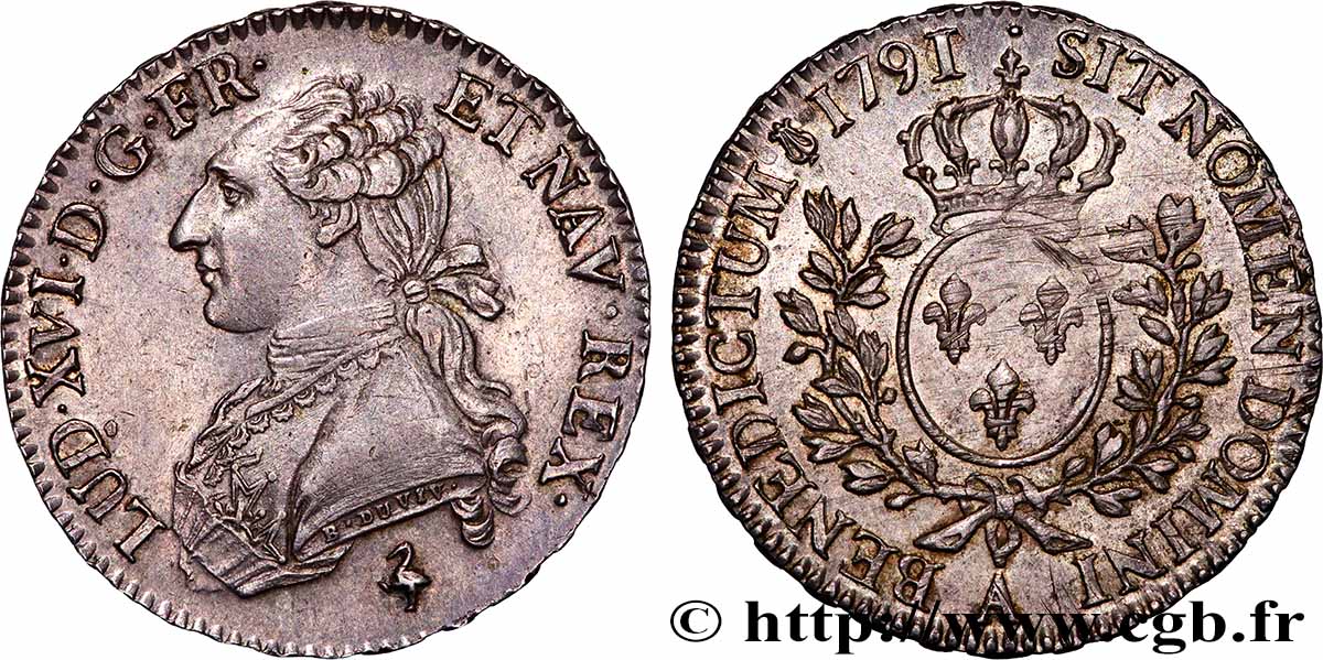 LOUIS XVI Demi-écu aux branches d&nbsp;olivier 1791 Paris SPL