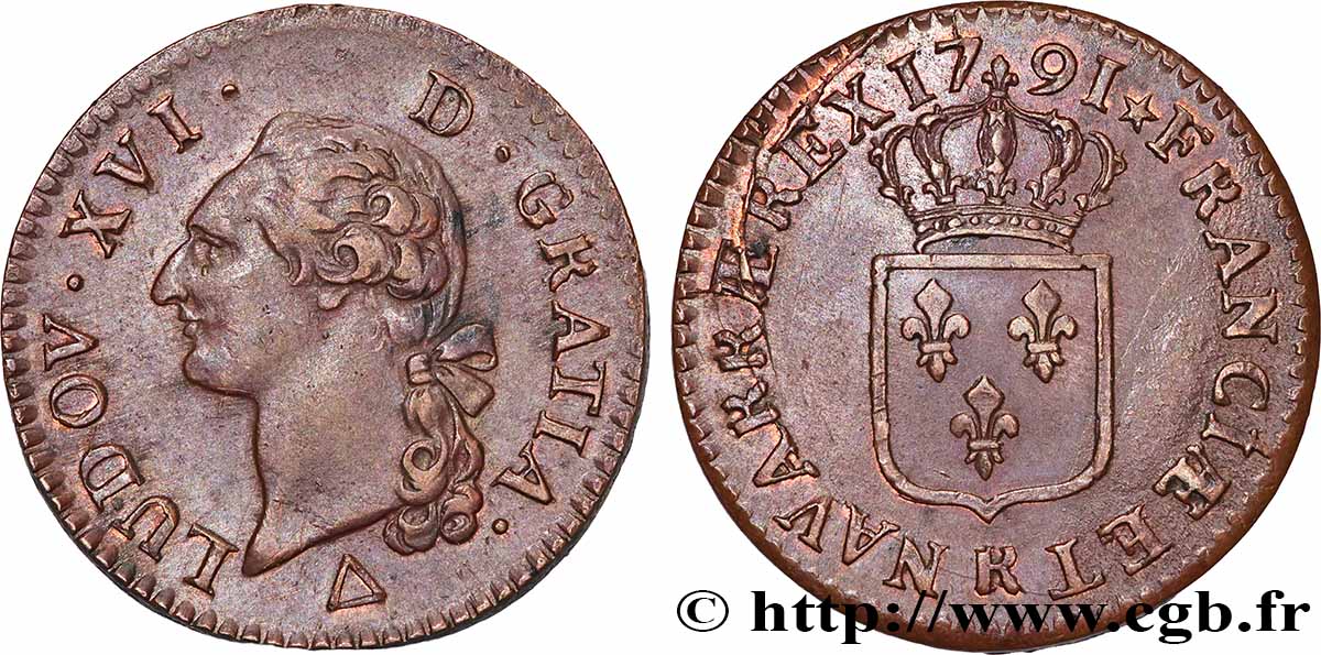LOUIS XVI Sol dit &nbsp;à l&nbsp;écu&nbsp; 1791 Orléans SUP