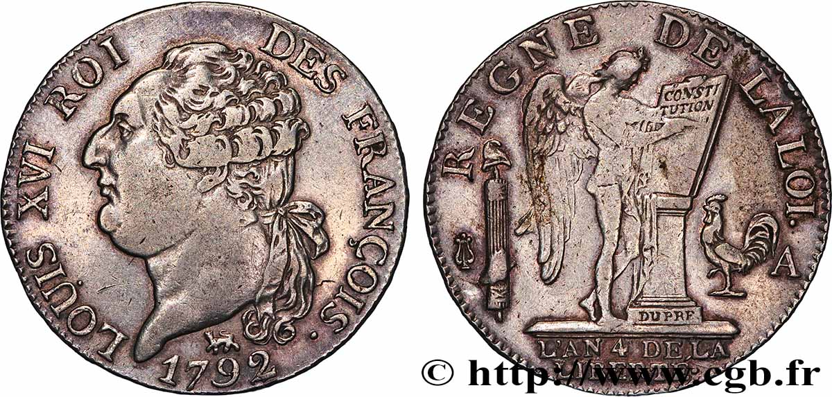 LOUIS XVI (MONARQUE CONSTITUTIONNEL)  Demi-écu au génie 1792 Paris TTB
