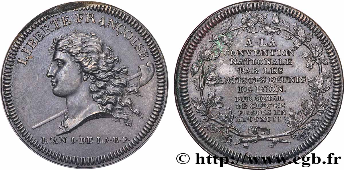 CONFIANCE (MONNAIES DE...) Essai de Galle à la liberté de poids lourd 1792 (MDCCXCII) Lyon SUP