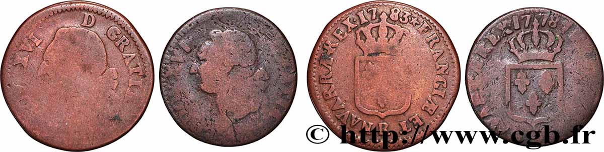 LOUIS XVI Sol dit &nbsp;à l&nbsp;écu&nbsp;, lot de 2 ex. n.d. Ateliers divers lot