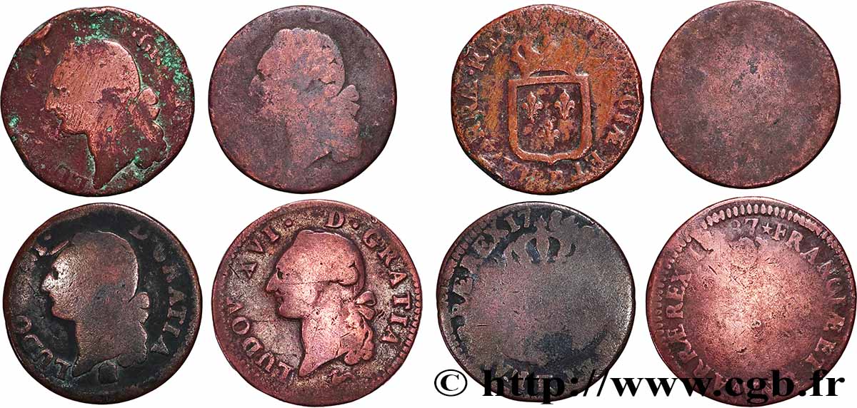 LOUIS XVI Sol dit &nbsp;à l&nbsp;écu&nbsp;, lot de 4 ex. n.d. Ateliers divers lot