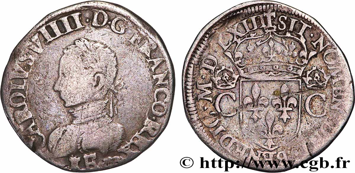CHARLES IX Teston, 2e type 1563 Tours VF