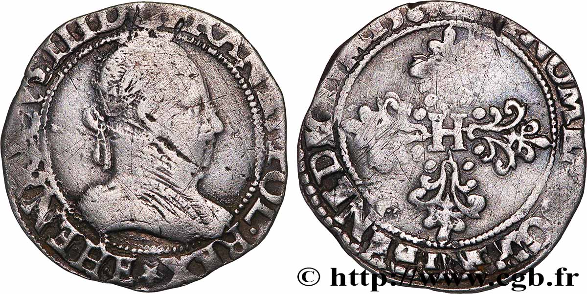 HENRY III Demi-franc au col gaufré s.m. Tours S