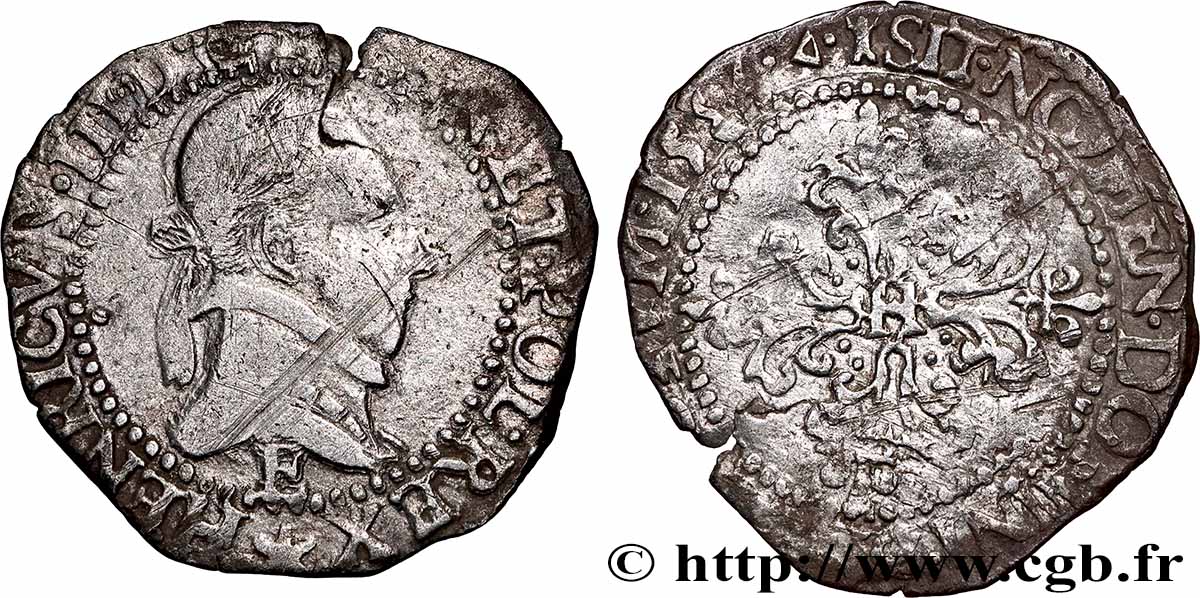 HENRY III Quart de franc au col plat 158[4]? Tours S