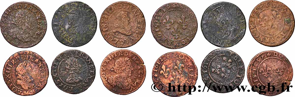 LOUIS XIII  Double tournois, lot de 6 ex. s.m. Atelier indéterminé lotto