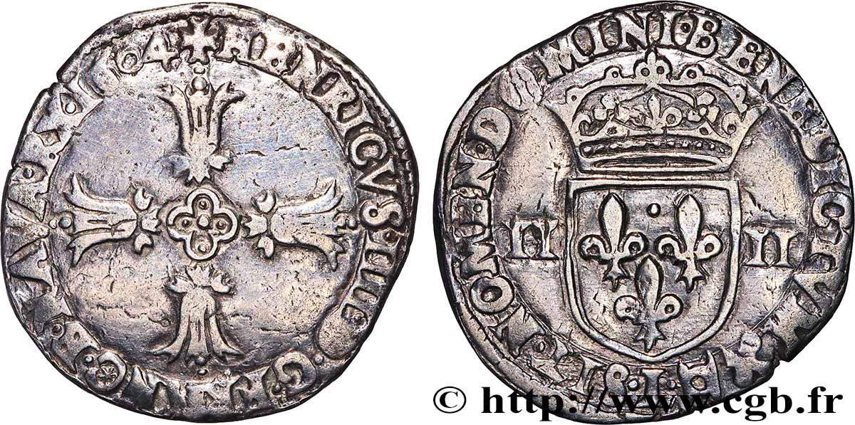 HENRY IV Quart d&nbsp;écu, croix feuillue de face 1604 Bayonne SS