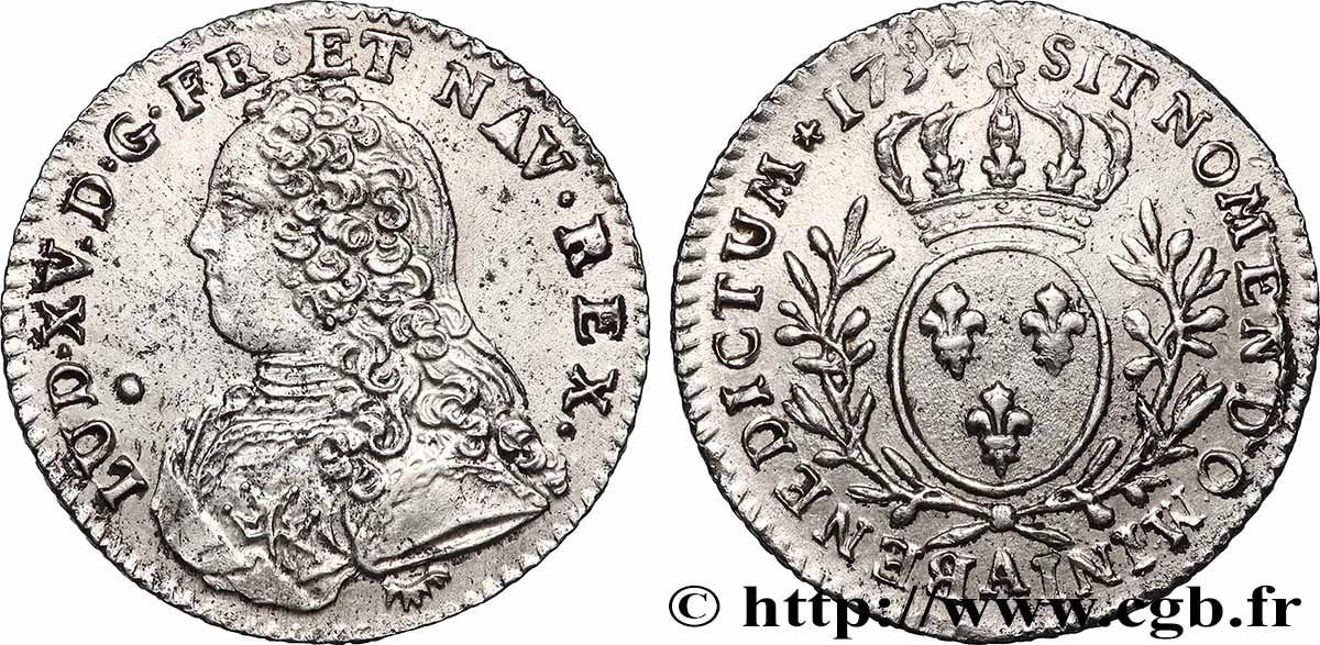 LOUIS XV DIT LE BIEN AIMÉ Dixième d’écu aux branches d’olivier, buste habillé 1737 Paris SUP