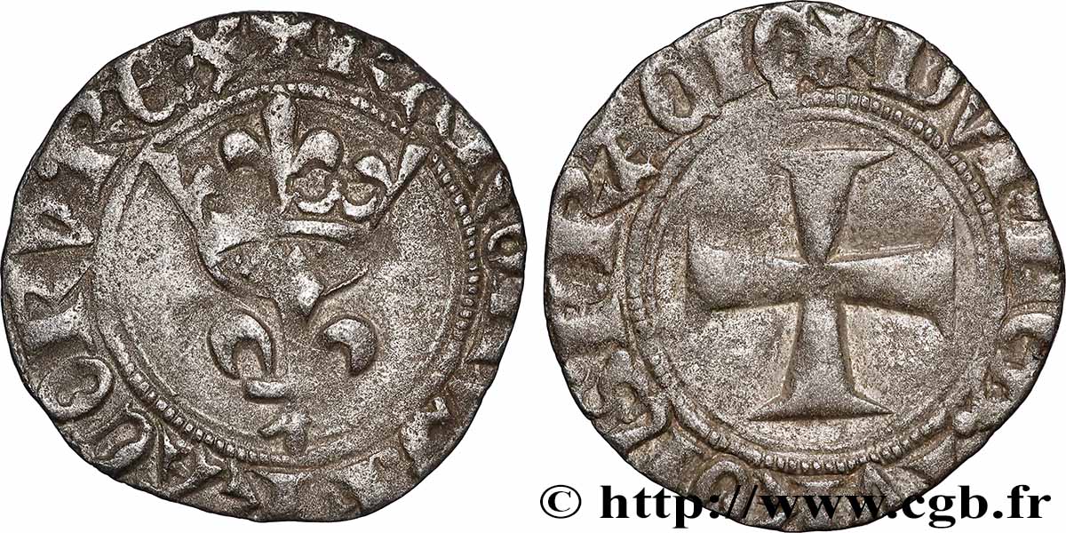 CHARLES VI LE FOU OU LE BIEN AIMÉ Double tournois dit &nbsp;niquet&nbsp; s.m. Paris TTB+/TTB
