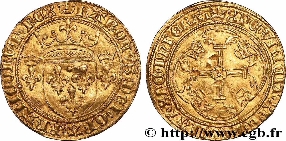 CHARLES VII LE VICTORIEUX Écu d&nbsp;or à la couronne ou écu neuf 18/05/1450 Paris SUP/TTB+